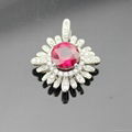 Sterling Silver Jewelry Round Cut Ruby Cubic Zircon Pendant  1