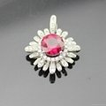 Sterling Silver Jewelry Round Cut Ruby Cubic Zircon Pendant 