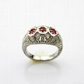 Sterling Silver Jewelry Created Ruby Cubic Zircon Ring 