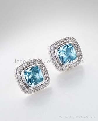 David Yurman jewelry,Diamond &Blue Topaz albion earring