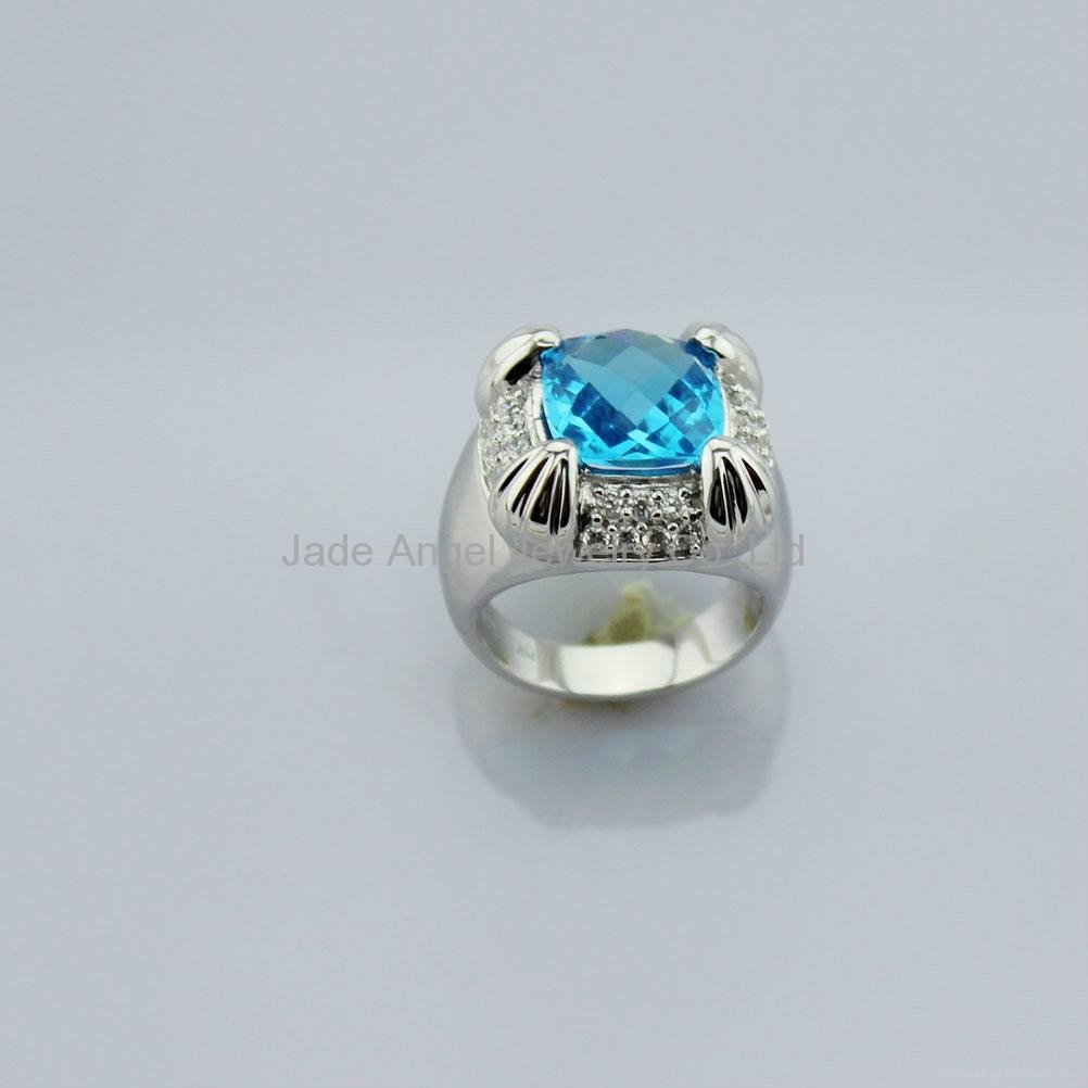 925 Sterling Silver Blue Topaz Cubic Zircon Ring  3