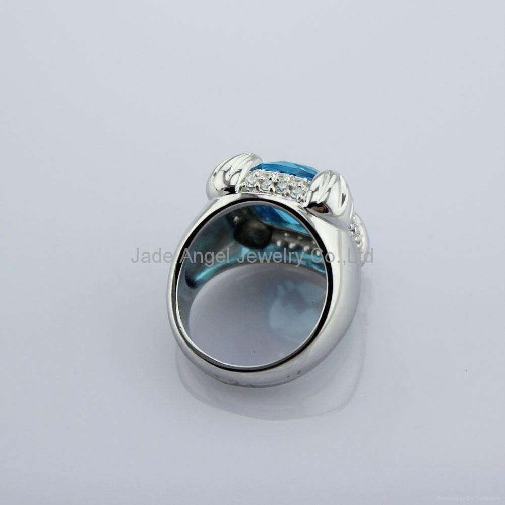 925 Sterling Silver Blue Topaz Cubic Zircon Ring  4