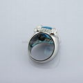 925 Sterling Silver Blue Topaz Cubic Zircon Ring 