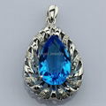 Sterling Silver Jewelry Blue Topaz Drop Pendant  2