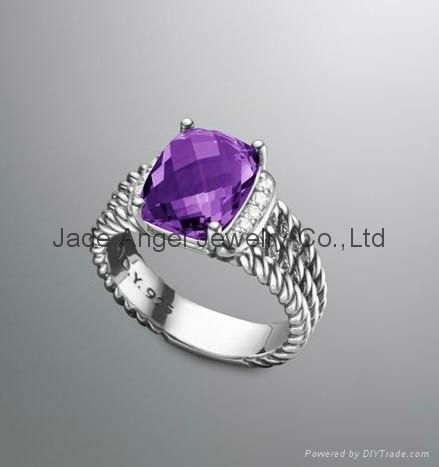 David Yurman 10x8mm Amethyst Petite Wheaton Ring 