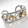 David Yurman Bracelet 925 Silver Citrine Oval Mosaic Cuff 1