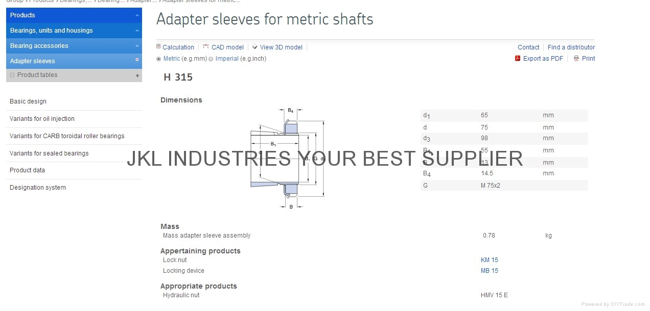 SKF   H315 Adapter sleeves for metric shafts 1