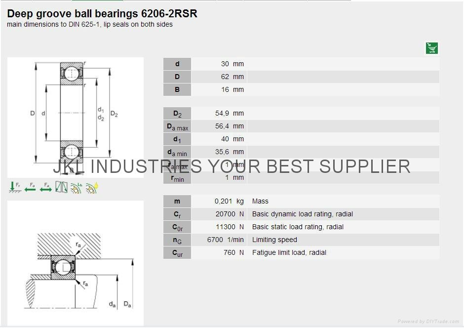 FAG  6206-2RSR-C3   Deep Groove Ball Bearings 1