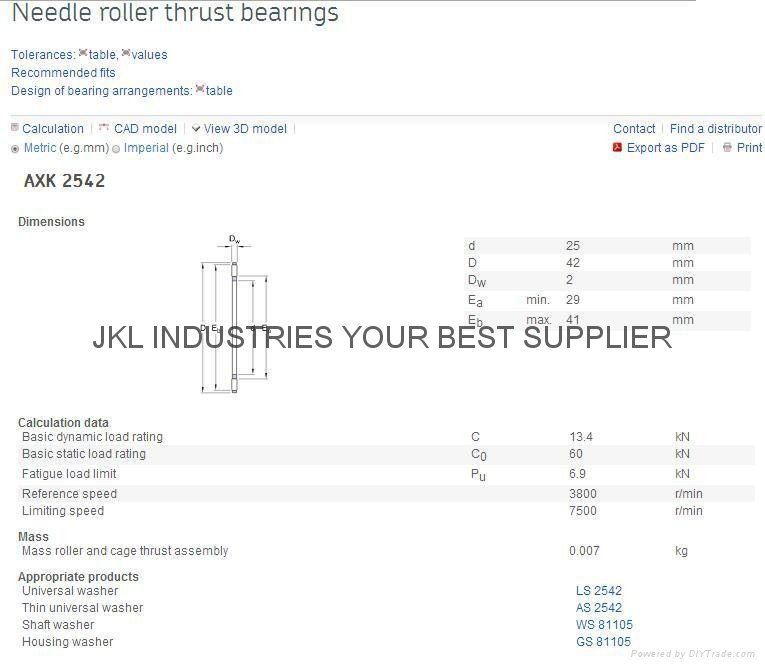 INA   AXK2542   Needle Roller Thrust Bearings 3