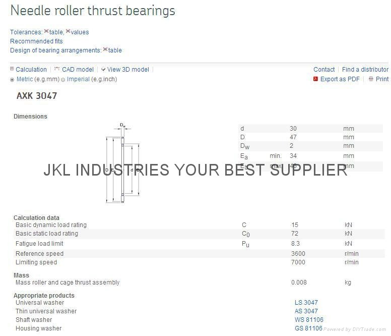 INA   AXK3047    Needle Roller Thrust Bearings 3
