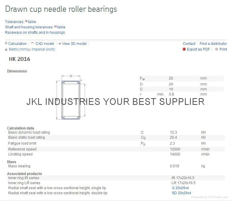  INA  HK 2016  Drawn cup needle roller bearings 2