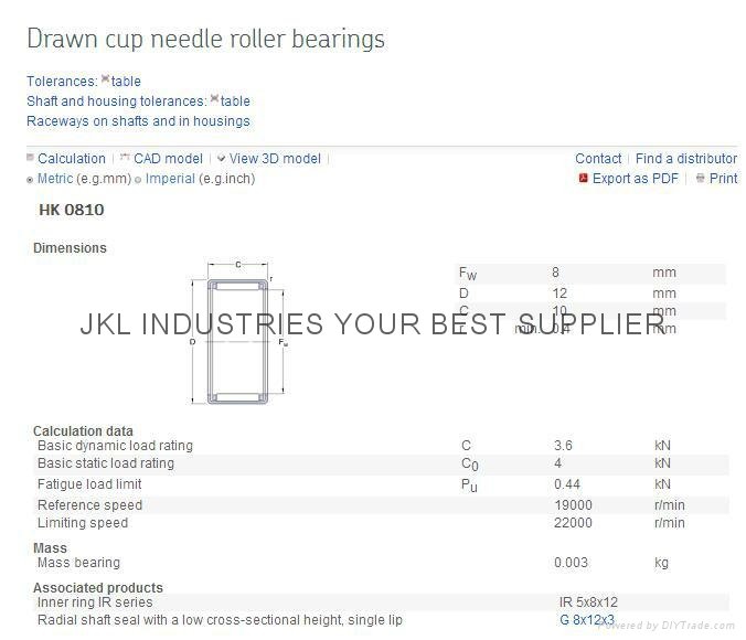 TIMKEN  HK0810  Drawn cup needle roller bearings 1