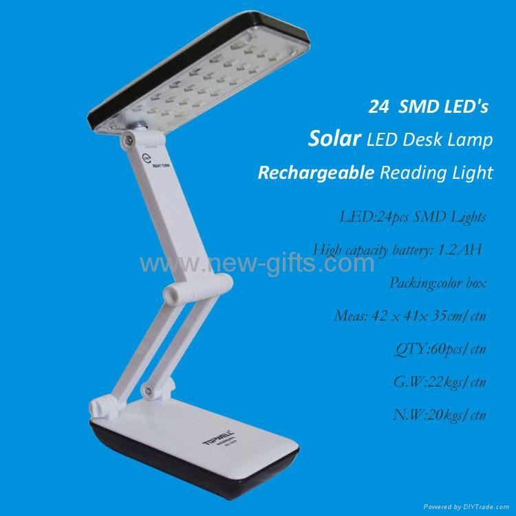 Solar Foldable Rechargeable Eye Protective 24 Leds Charging Table Desk Lamp 5