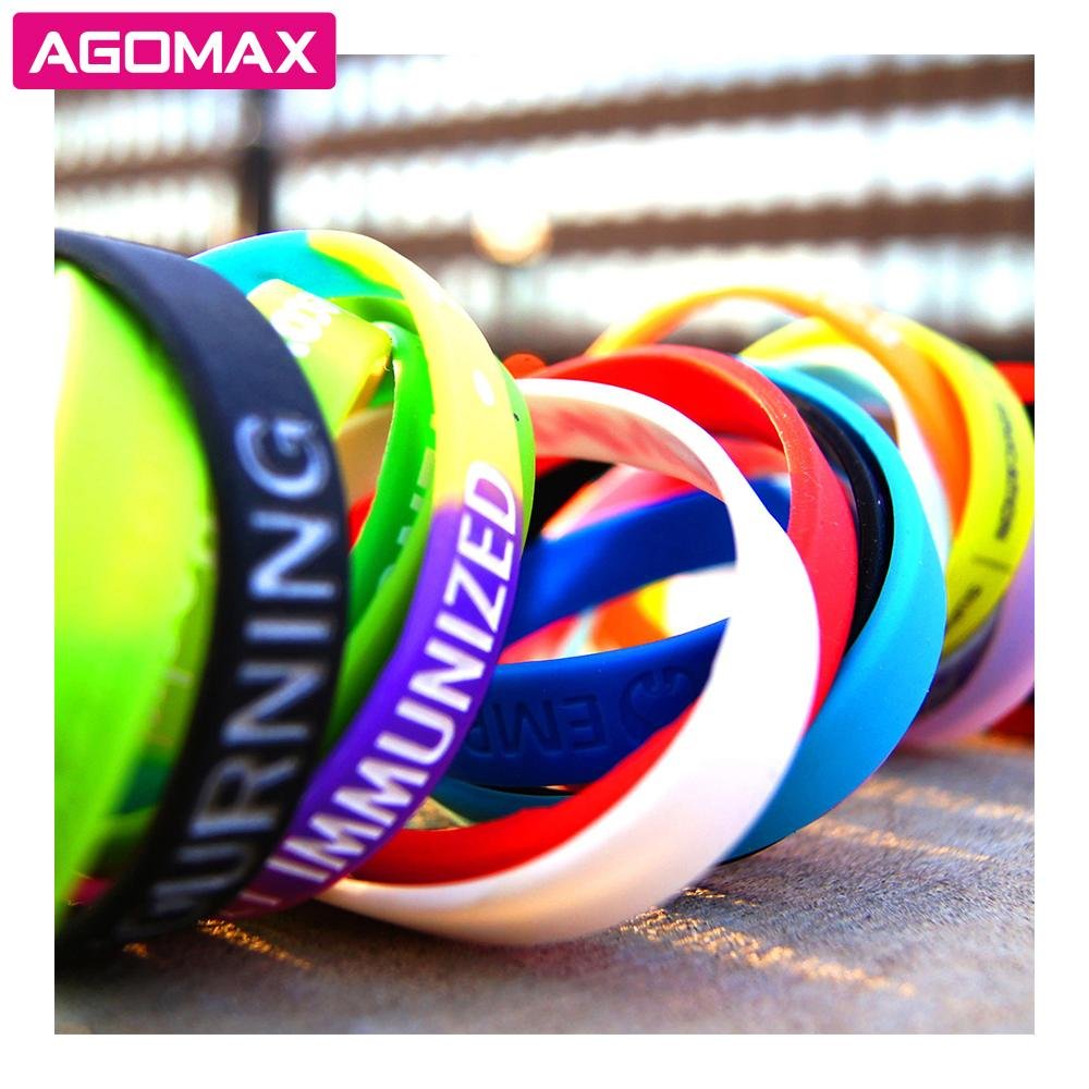 Debossed Color Filled Sports Rubber Bracelet Cheap Custom Silicone Wristband 2
