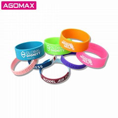 Debossed Color Filled Sports Rubber Bracelet Cheap Custom Silicone Wristband