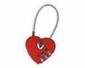 Heart Shape Combination Lock With Cable