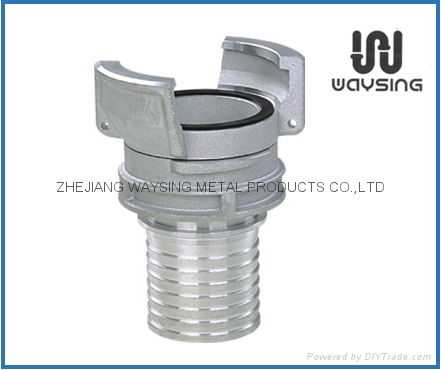 GUILLEMIN COUPLING WITH LOCK RING AND MULTI-SERRATED LONG HOSE TAIL-SS