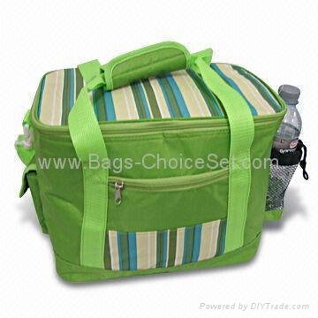 Striped Cooler Bag with Mesh Pockets