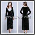 Women Fashion Black Velvet Elegant Long Party Dress China Manufacture