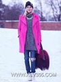 Ladies Fashion Designer Winter  Wool Long Coat Wholesale