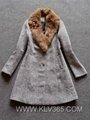 New Design Women Fashion Winter Wool Rabbit  Fur Lapel Collar Warm Long Coat 