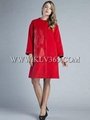 High Quality Women Clothing Fashion Winter Red  Wool  Long Plus size Coat