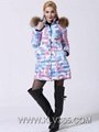 Women Fashion Winter Coat Mink Fur Hooded Duck Down Long Coat  Wholesale
