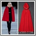 High Quality Designer Women Clothes Winter Wool Cashmere Hooded Cape Outerwear