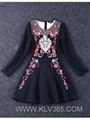 New Fashion Design Women Long Sleeve Embroidered Party Dress Wholesale 