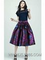 Summer Fashion Ladies Floral Printed Flared Pleated Skirt