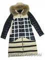 High Quality Designer Fashion women Winter Duck Down Mink Fur Hood Long Jacket