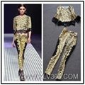 Wholesale Designer Clothing Women Two Piece Leoparde Crop Top and Pants set