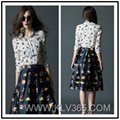 Designer Women Fashion Blouse Chiffon Vintage Floral Printed Long Sleeve Shirt