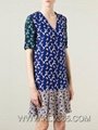 European Fashion Summer Women Printed Flared Silk Dress