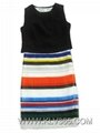 Latest  Dress Design Ladies Striped Style Sleeveless Party  Cocktail Dress