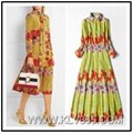 High Quality Designer Clothes Women Fashion Flower Long Sleeve Party Dress