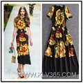 Wholesale Designer Clothes Women  Floral Print Long Party Dress