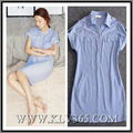 High Quality Women Clothing Fashion Striped Casual Shirt Dress for Summer