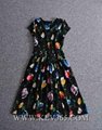 Hot Sale High Quality Women Plus Big Size Floral Printed Summer Dress