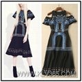 Wholesale European Style Fashion Women Printed Long Party Dress