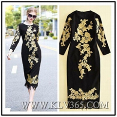 Latest Dress Design Women Fashion Embroidery Long Party Prom Dress