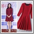 European Fashion Design Women Red Embroidery Celebrity Party Dress