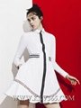 High Quality Runway Designer Women Fashion Long Sleeve Zipper Front Style Dress