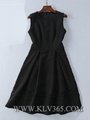 China Wholesale Women's Summer Sleeveless Black Embroidery Elegant Dress