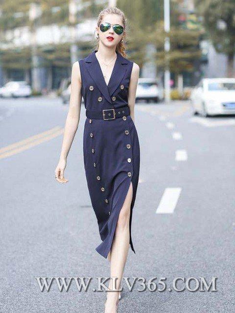 High Quality Fashion Clothes Double Breasted Long Trench Dress For Office Lady 2