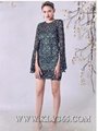 Latest  Dress Design Women Fashion Long Sleeve Embroidery Lace Elegant Dress
