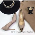 Ladies Fashion Designer  Sheep Leather High Heeled Pointed Elegant Shoes