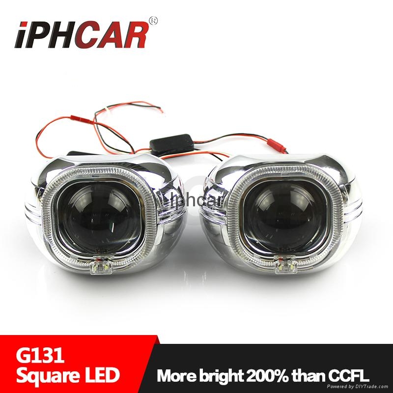 IPHCAR白藍紅方形3.0寸透鏡LED光導天使眼車燈 2
