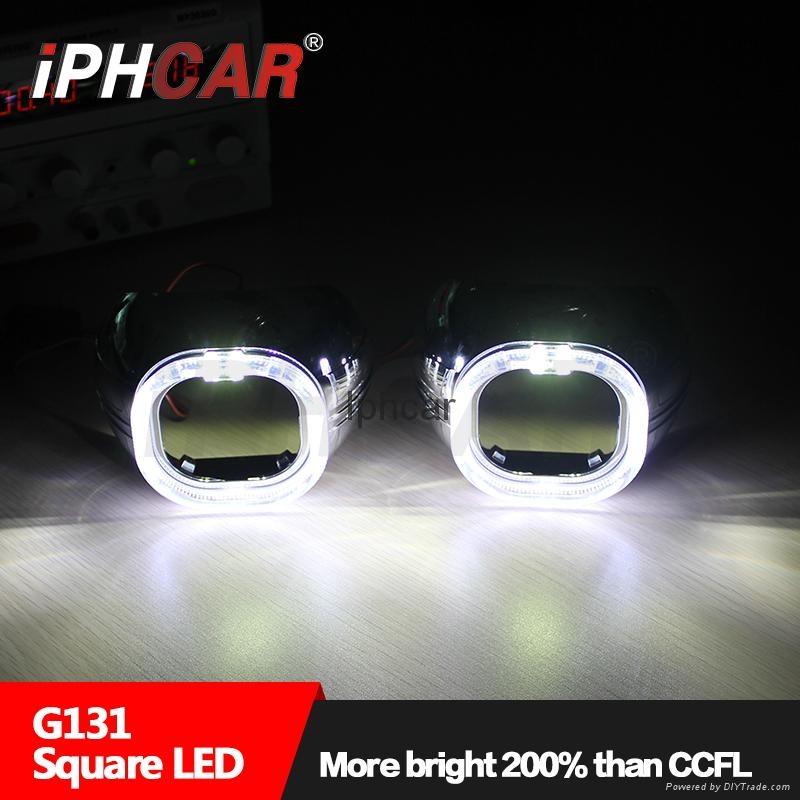 IPHCAR白藍紅方形3.0寸透鏡LED光導天使眼車燈 5