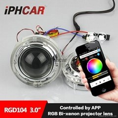 IPHCAR RGB LED最新Q5玻璃透镜LED天使眼手机控制